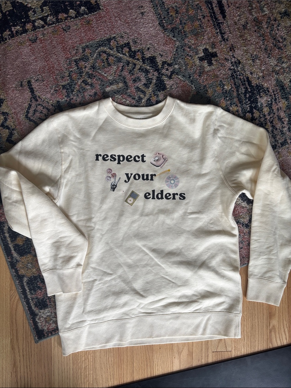 Respect Your Elders Pre Shrunk Crewneck Sweatshirt M Medium Millennial CD